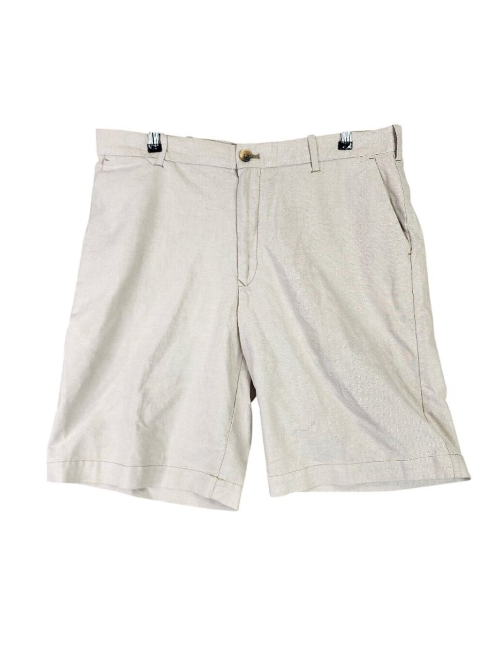 Mens Izod Beige Flat Front Chino Shorts 10.5" Inseam 100% Cotton Size 36